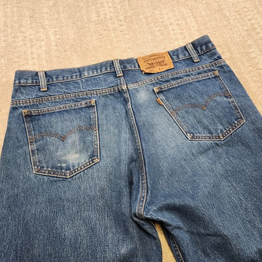 Vintage Levis 505 Jeans Men 38x34 READ* Orange Tab Denim Straight Leg Whiskers